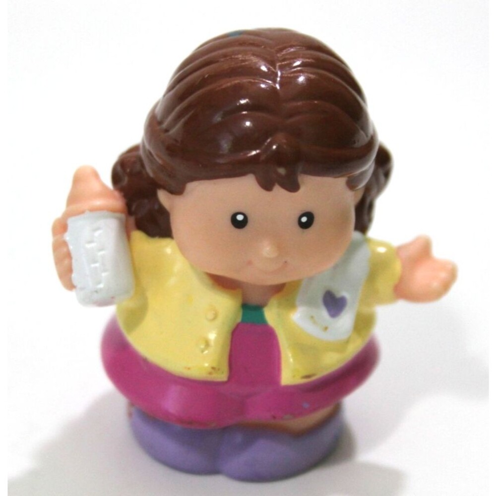 Fisher-Price Little People Mom Linda Figure Burp Cloth Baby Bottle Vintage Toy